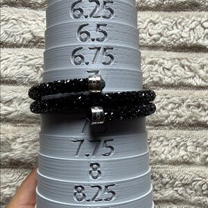 Swarovski Black Crystal Double Wrap Bracelet with Silver Accents